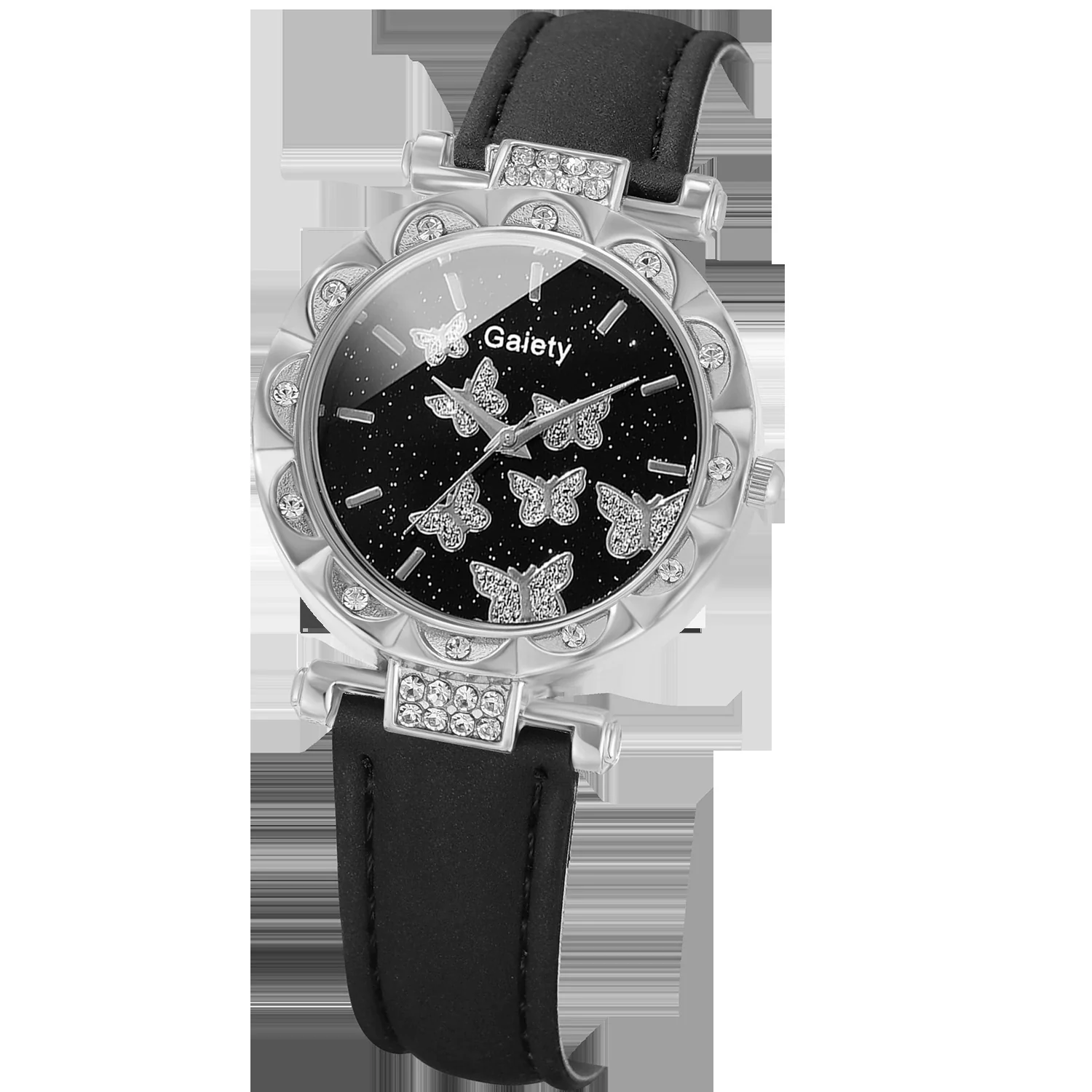 Women's Alloy And Imitation Leather Fashion Simple Round Dial Watch With Spiral Crown And Pin Buckle - Image 13
