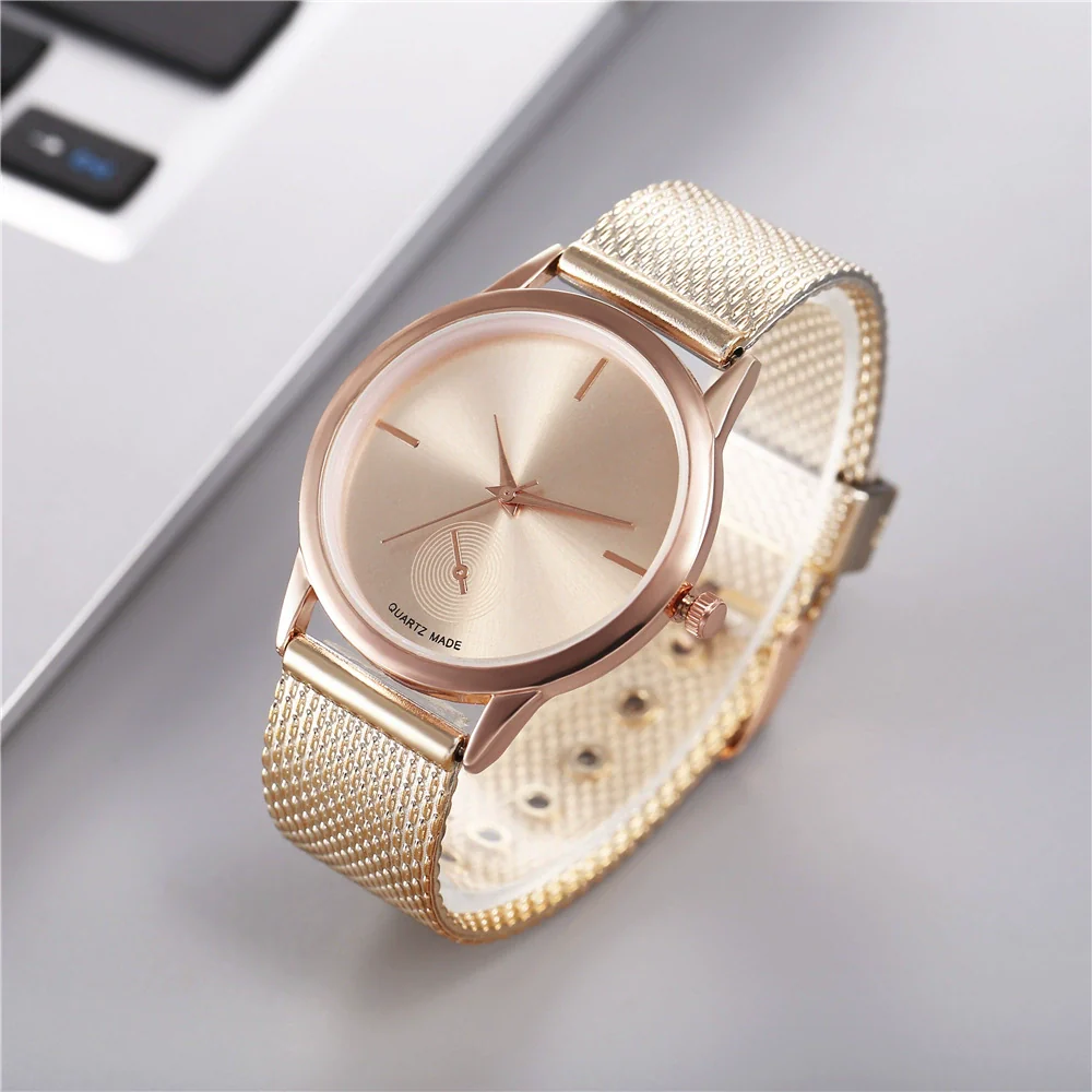 Women's Alloy And Plastic Mesh Quartz Watch With Round Dial And Fashion Style - Image 2