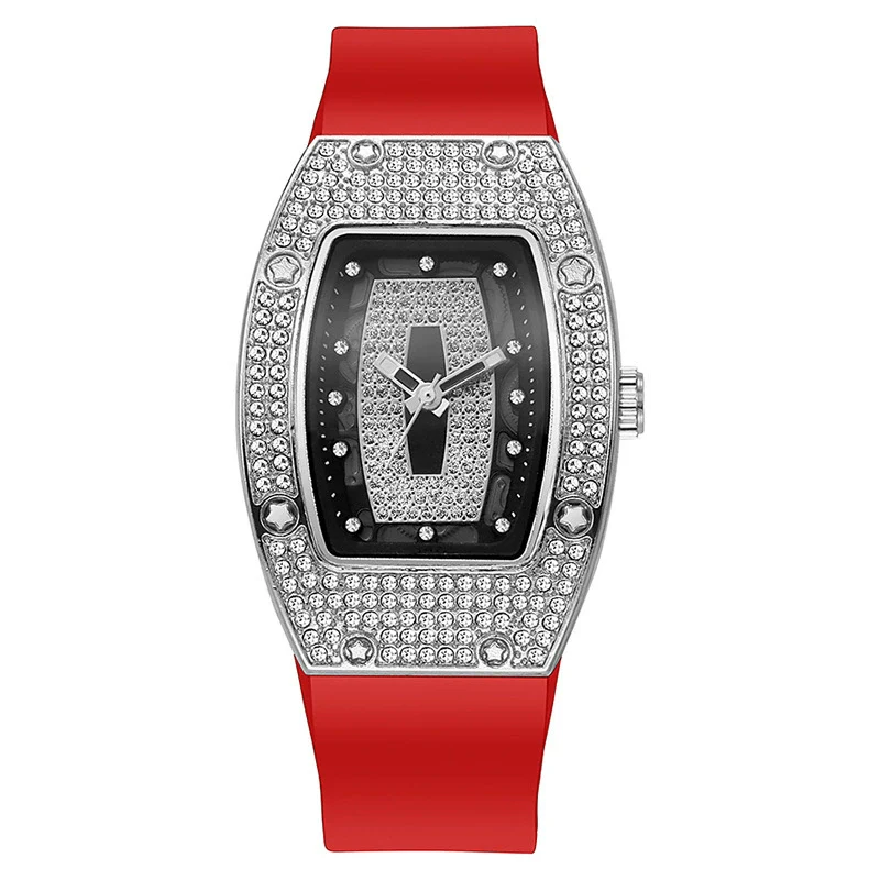 Women's Alloy And Stainless Steel Barrelshaped Diamondencrusted Quartz Fashion Watch - Image 10