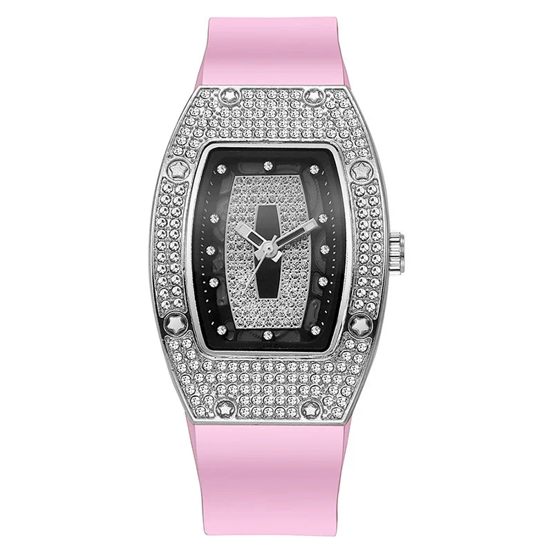 Women's Alloy And Stainless Steel Barrelshaped Diamondencrusted Quartz Fashion Watch - Image 11