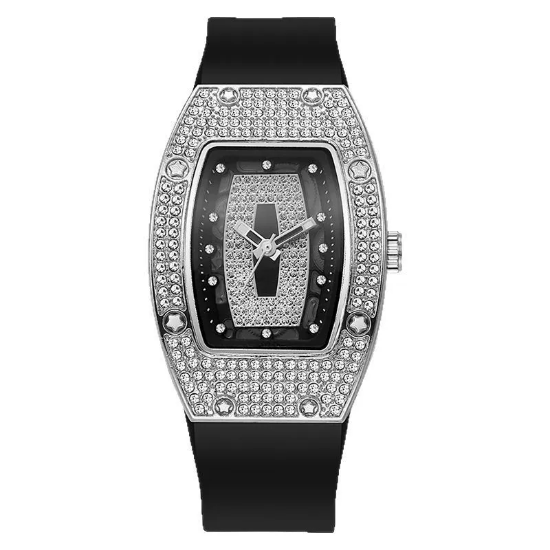 Women's Alloy And Stainless Steel Barrelshaped Diamondencrusted Quartz Fashion Watch - Image 5