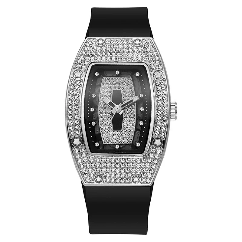 Women's Alloy And Stainless Steel Barrelshaped Diamondencrusted Quartz Fashion Watch - Image 7