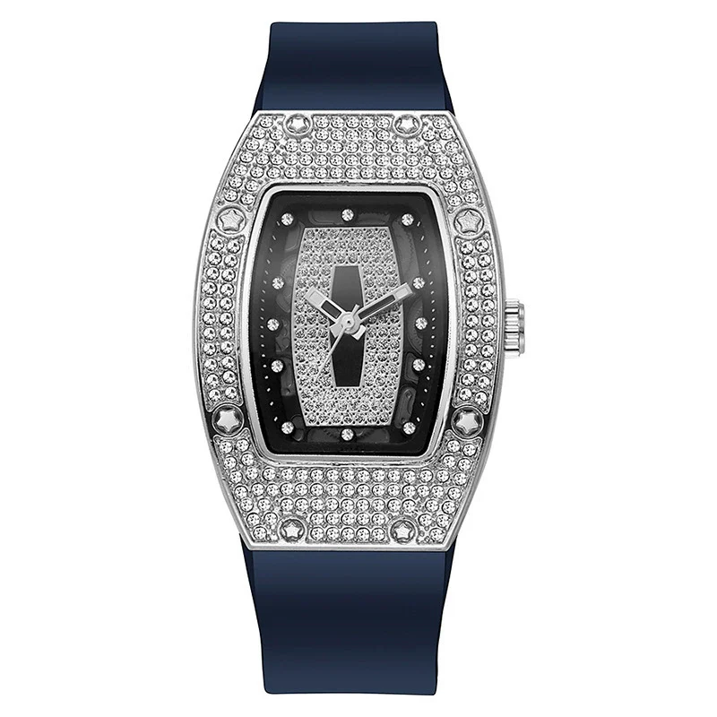 Women's Alloy And Stainless Steel Barrelshaped Diamondencrusted Quartz Fashion Watch - Image 8