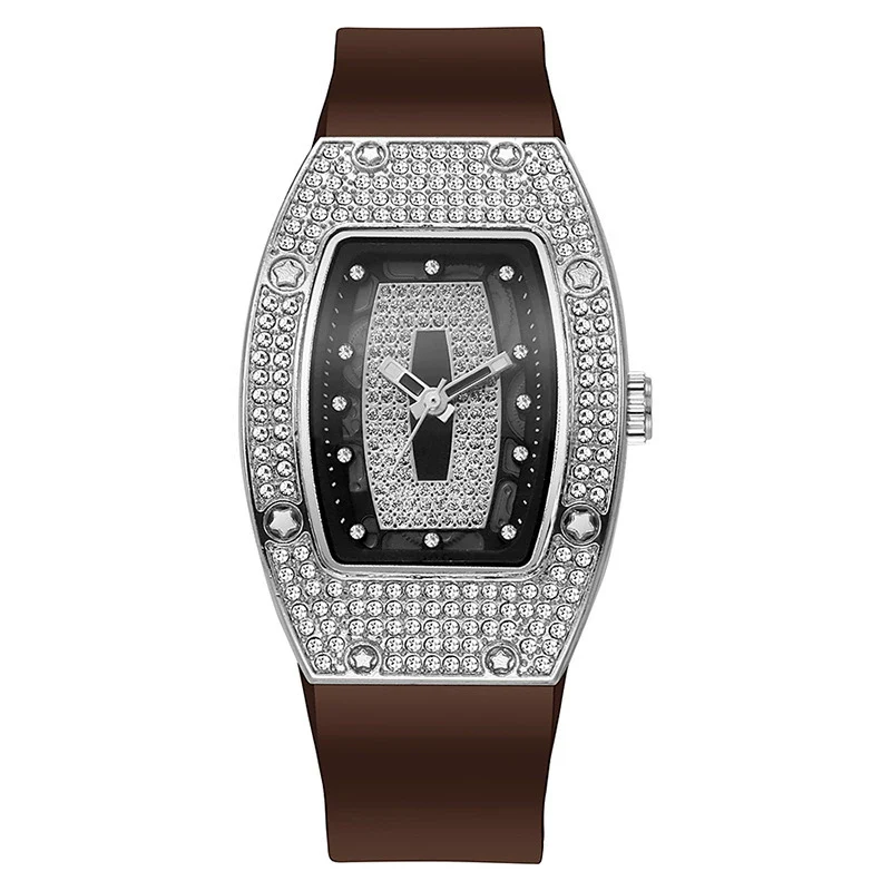 Women's Alloy And Stainless Steel Barrelshaped Diamondencrusted Quartz Fashion Watch - Image 9