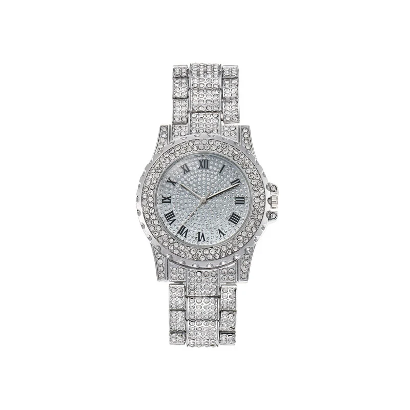 Women's Alloy And Stainless Steel Diamondencrusted Fashion Quartz Watch With Round Roman Dial - Image 8