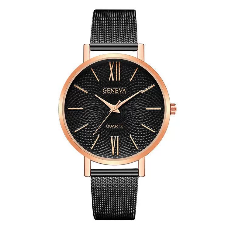 Women's Alloy And Stainless Steel Fashion Printed Round Dial Quartz Watch With Mesh Band - Image 9