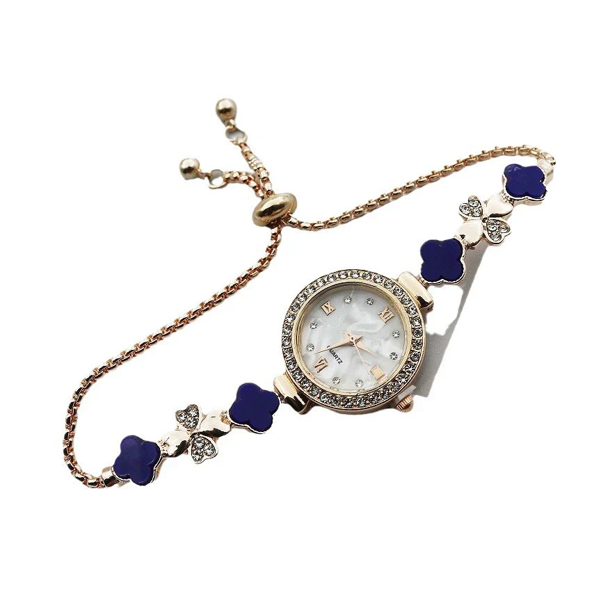 Women's Alloy And Stainless Steel Four Leaf Clover Fashion Pull Bracelet Watch With Round Dial - Image 5