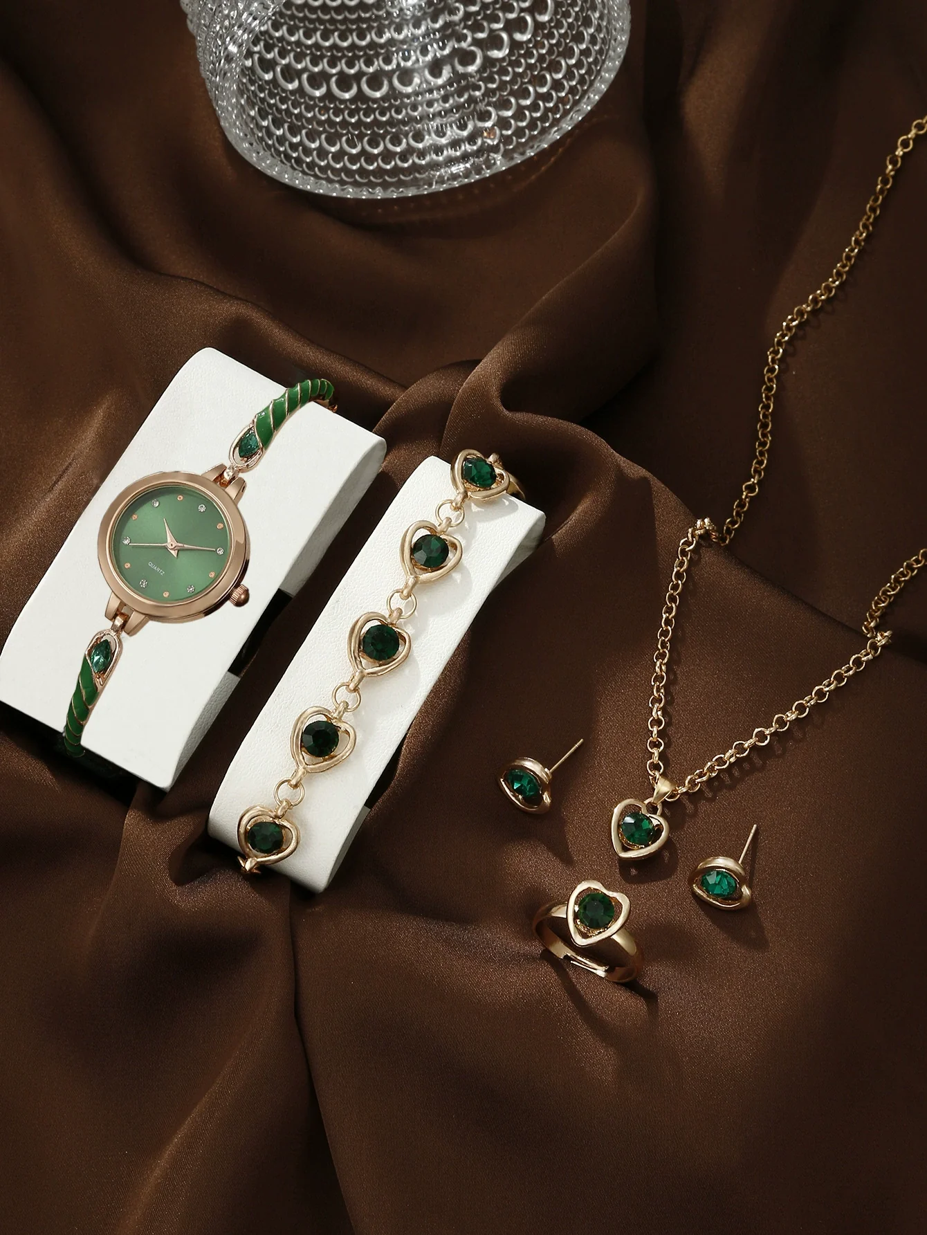 Women's Alloy And Stainless Steel Quartz Watch Bracelet Necklace Set With Round Dial Fashion Style - Image 10