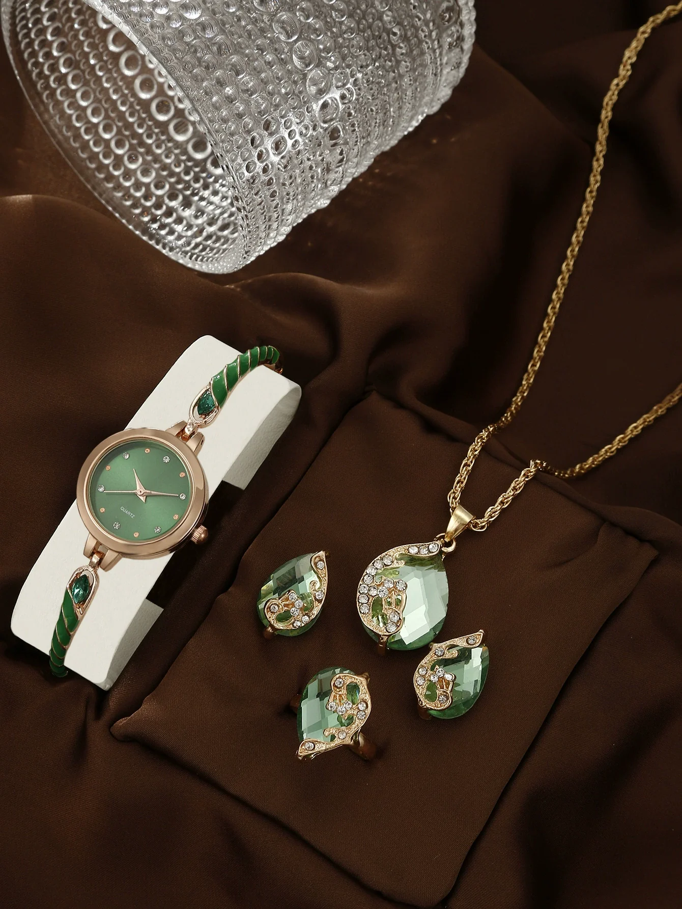 Women's Alloy And Stainless Steel Quartz Watch Bracelet Necklace Set With Round Dial Fashion Style - Image 18