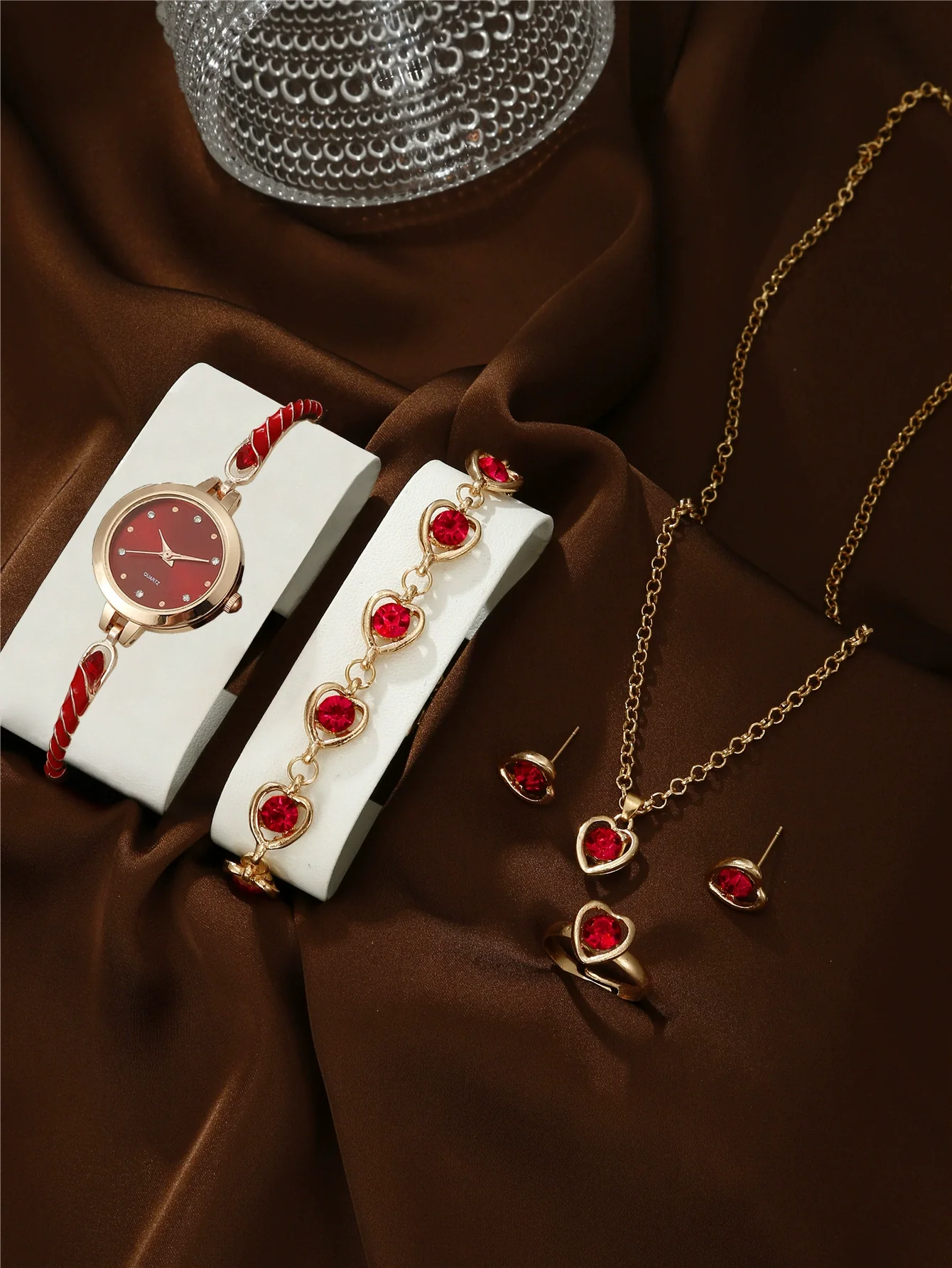 Women's Alloy And Stainless Steel Quartz Watch Bracelet Necklace Set With Round Dial Fashion Style - Image 9