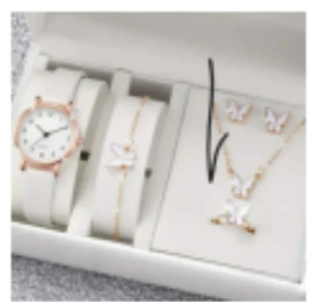Women's Alloy And Stainless Steel Round Dial Diamond Mixed Scale Quartz Watch And Gypsophila Bracelet Fashion Gift Set - Image 20