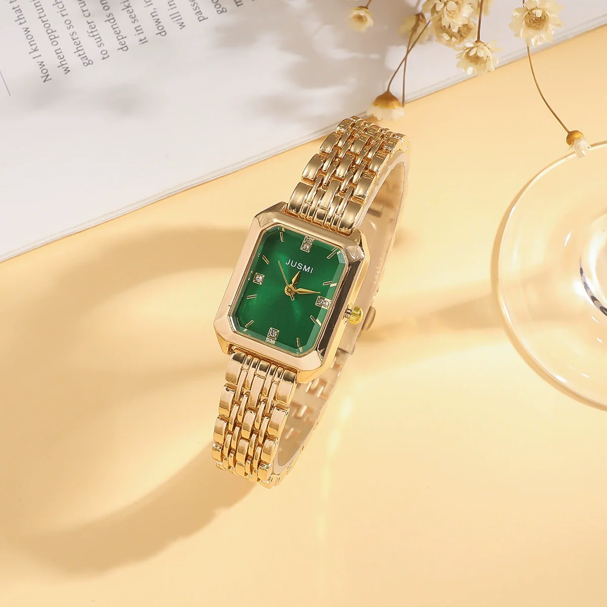 Women's Alloy And Stainless Steel Square Fashion Watch With Rhinestones - Image 2