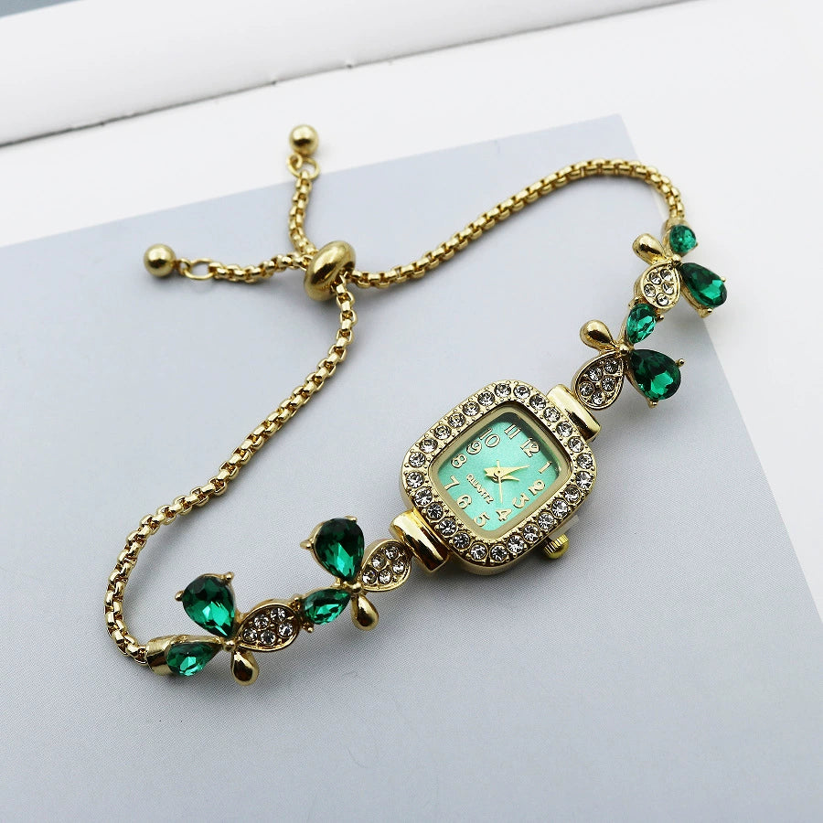 Women's Alloy And Stainless Steel Square Quartz Watch With Butterfly Design - Image 2