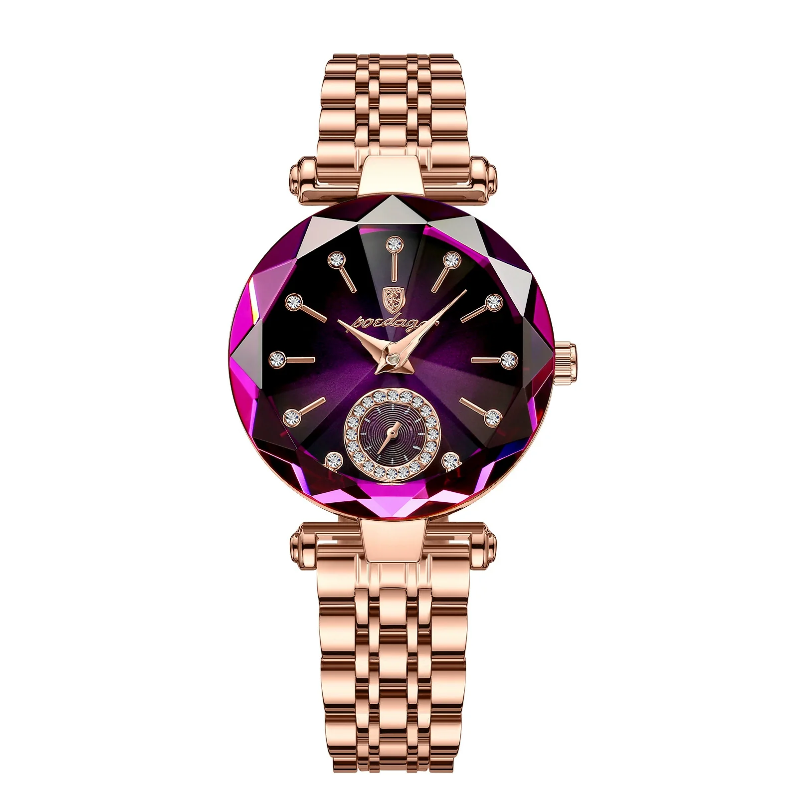 Women's Alloy And Stainless Steel Waterproof Round Quartz Watch With Diamondcut And Butterfly Double Snap Buckle - Image 2