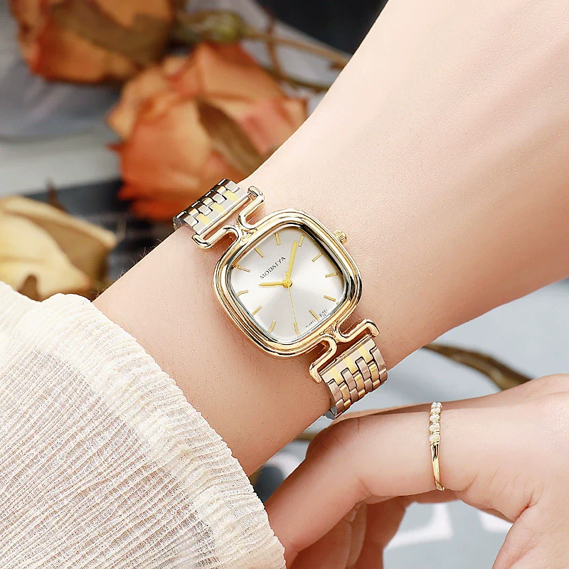 Women's Alloy And Steel Belt Square Dial Quartz Watch Light Luxury Casual Fashionable - Image 3