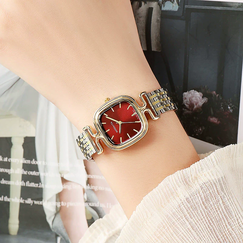 Women's Alloy And Steel Belt Square Dial Quartz Watch Light Luxury Casual Fashionable - Image 7