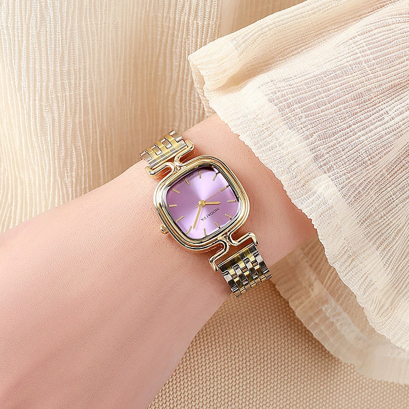 Women's Alloy And Steel Belt Square Dial Quartz Watch Light Luxury Casual Fashionable - Image 9