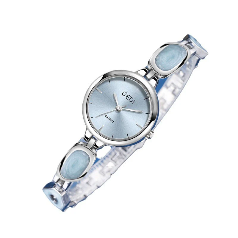 Women's Alloy Band And Case Fashion Light Luxury Disc Elegant Quartz Watch With Sun Pattern And Spiral Crown - Image 5