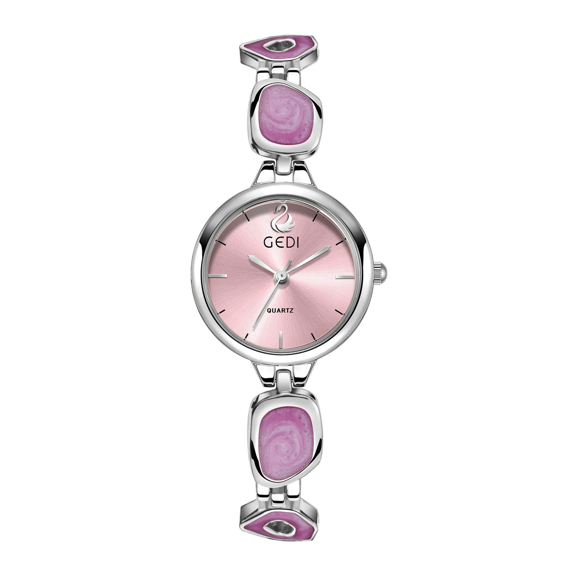 Women's Alloy Band And Case Fashion Light Luxury Disc Elegant Quartz Watch With Sun Pattern And Spiral Crown - Image 7