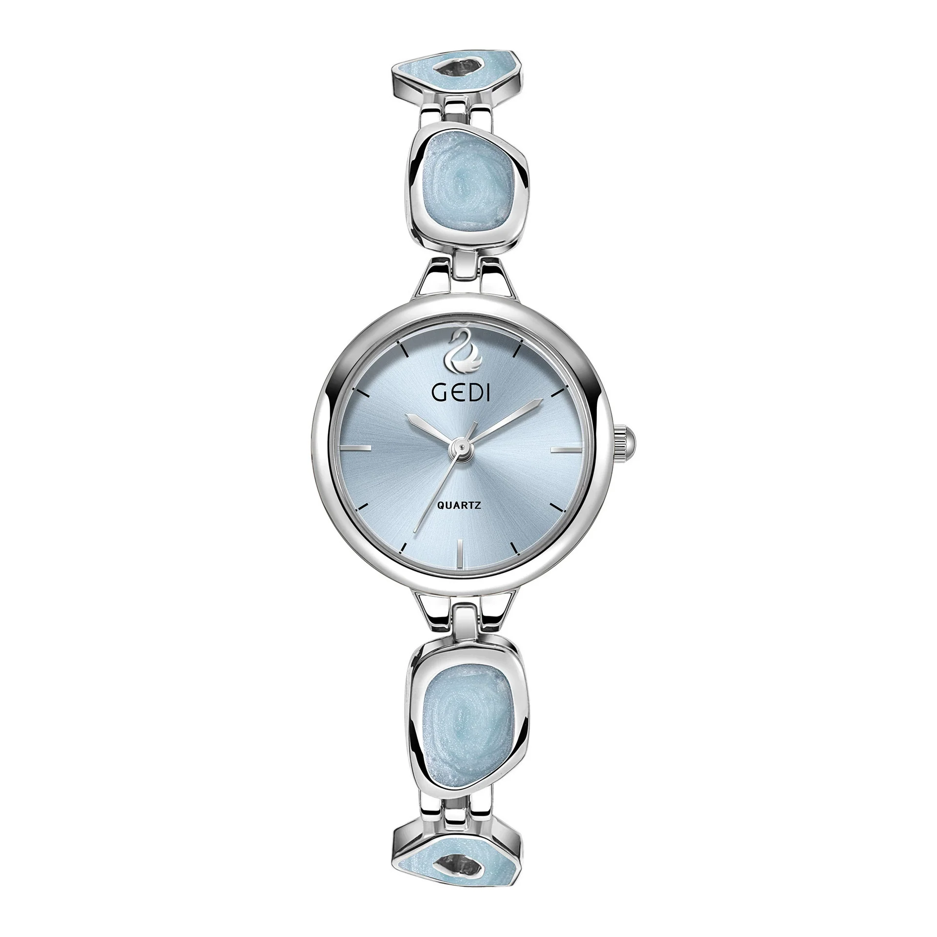 Women's Alloy Band And Case Fashion Light Luxury Disc Elegant Quartz Watch With Sun Pattern And Spiral Crown - Image 9