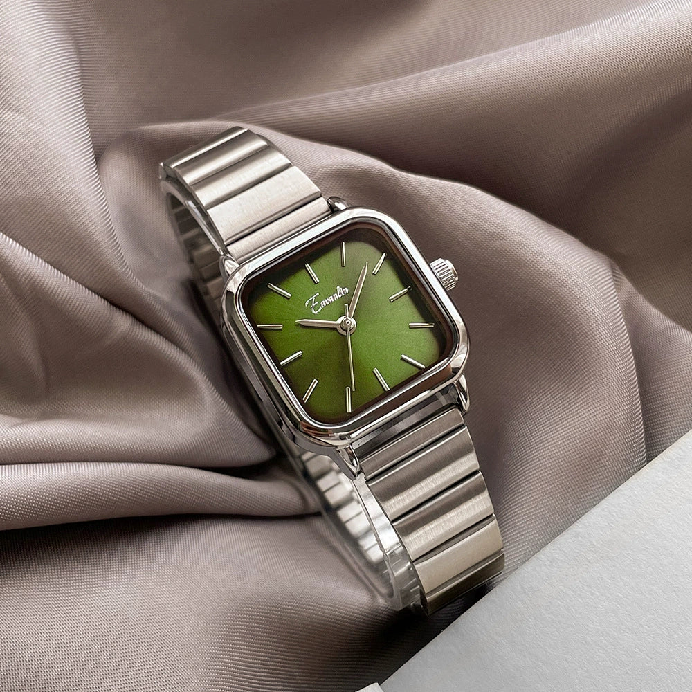 Women's Alloy Band Square Watch Temperament Simple Green