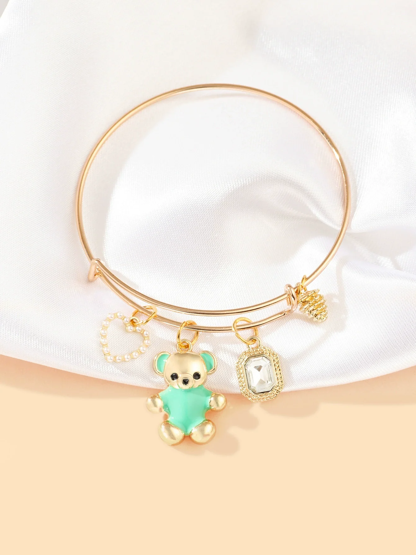 Women's Alloy Bear Bracelet With The Crown Pattern And Microinlay Process In Hot Pink Color - Image 10