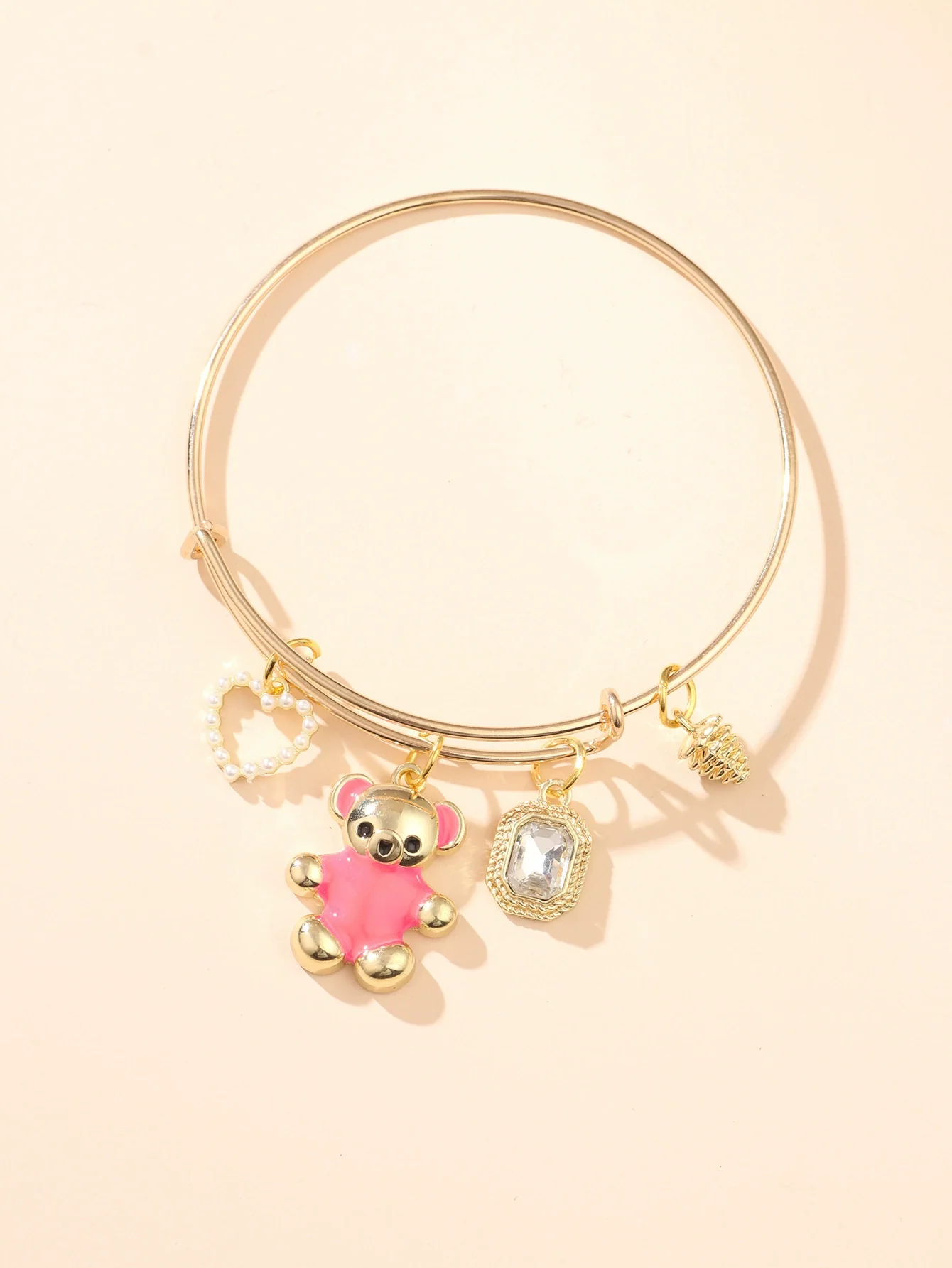Women's Alloy Bear Bracelet With The Crown Pattern And Microinlay Process In Hot Pink Color - Image 6