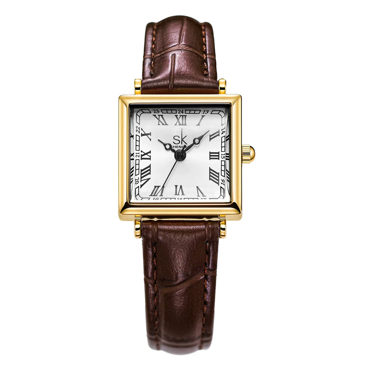 Women's Alloy Case Microfiber Strap Square Dial Waterproof Vintage Fashionable Watch With Square Steel Buckle - Image 3