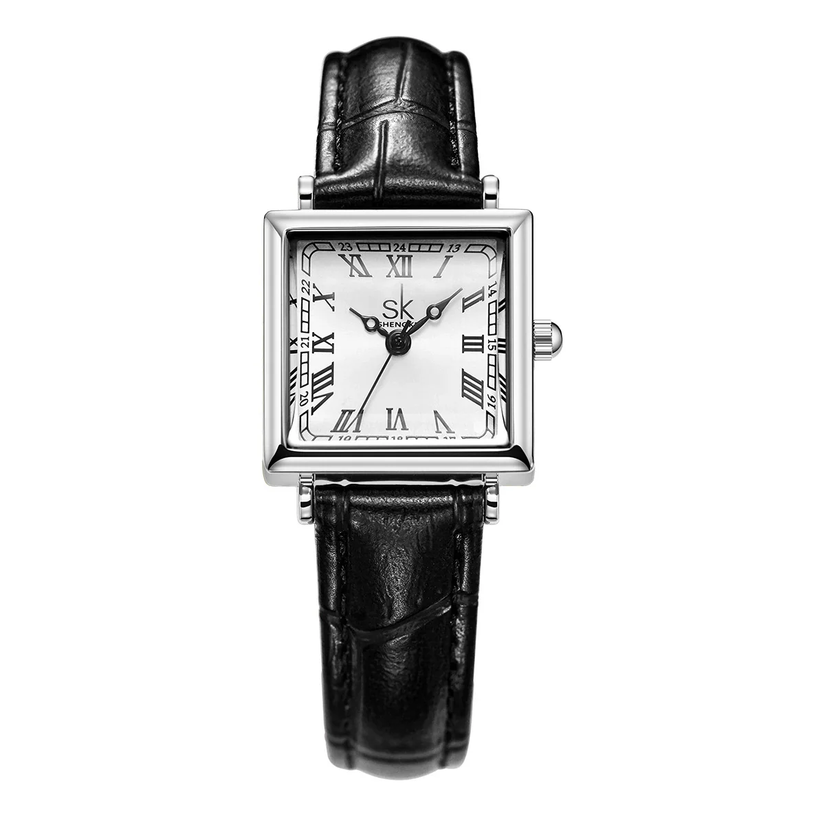 Women's Alloy Case Microfiber Strap Square Dial Waterproof Vintage Fashionable Watch With Square Steel Buckle - Image 4