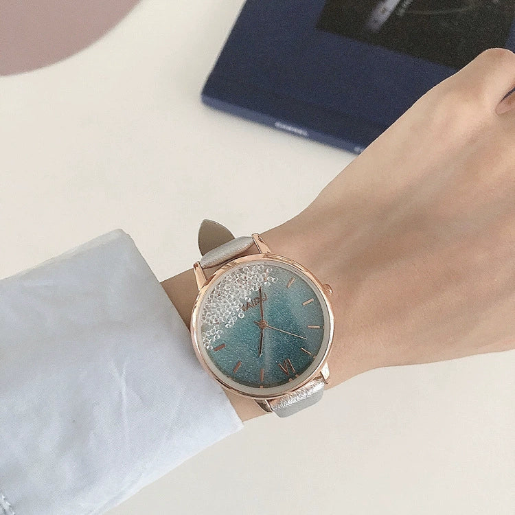 Women's Alloy Case Ordinary Glass Mirror Leisure Style Gipsophila Wristwatch - Image 11