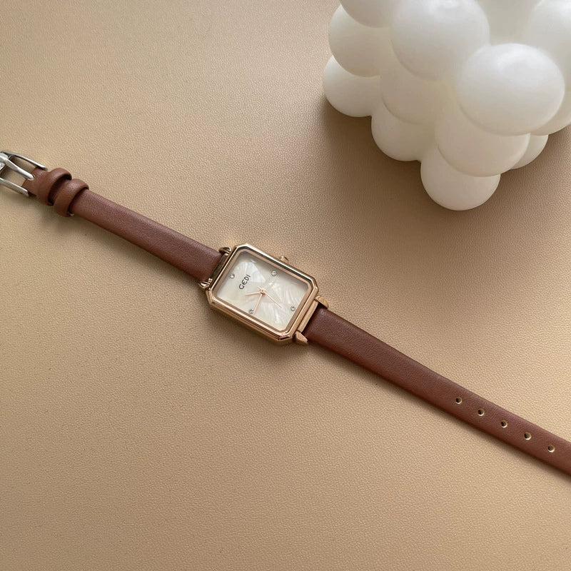 Women's Alloy Case Rectangular Quartz Face Watch With Ordinary Glass Mirror - Image 4
