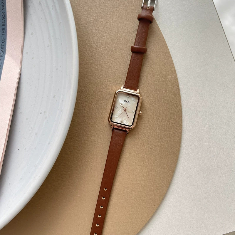 Women's Alloy Case Rectangular Quartz Face Watch With Ordinary Glass Mirror - Image 5