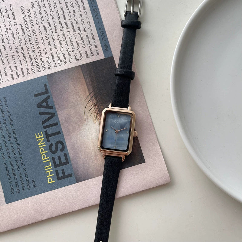 Women's Alloy Case Rectangular Quartz Face Watch With Ordinary Glass Mirror - Image 6