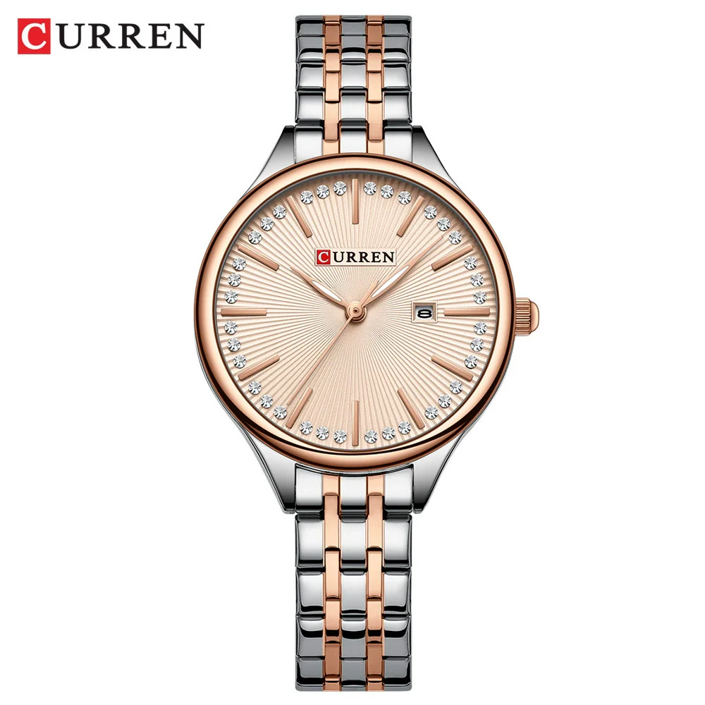 Women's Alloy Case Stainless Steel Band Round Dial Quartz Casual Rhinestone Watch - Image 7
