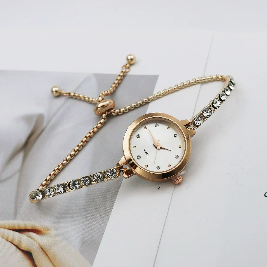 Women's Alloy Case Stainless Steel Strap Round Dial Quartz Bracelet Watch With Mineral Reinforced Glass Mirror Simple Light Luxury And Leisure Style - Image 2