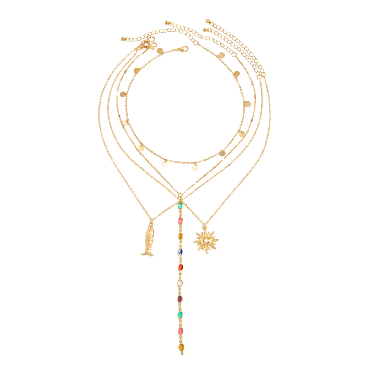 Women's Alloy Clavicle Chain With Colorful Crystal Sunflower Fish Pendant Star Geometric Animal Zodiac Pattern And Electroplating Design - Image 5