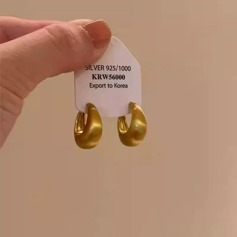 Women's Alloy Copper Geometric Oval Hoop Earrings Matte Brushed Electroplating Design