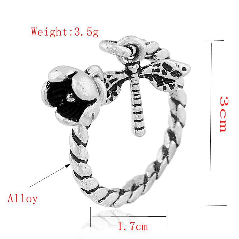 Women's Alloy Drop Shape Dripping Oil Open Letter Adjustable Ring - Image 2