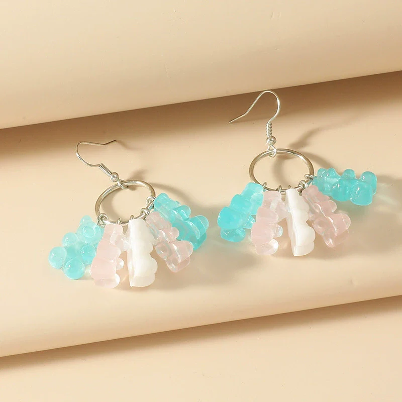 Women's Alloy Geometric Fivepointed Star Bear Butterfly Earrings With Electroplating - Image 8