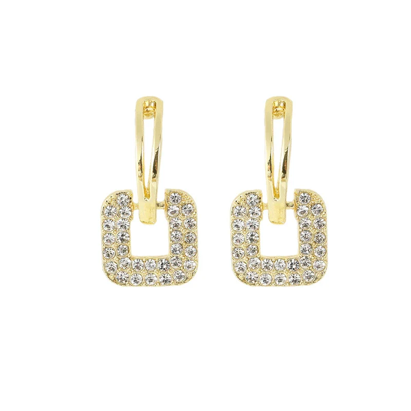 Women's Alloy Geometric Full Diamond Electroplated Earrings - Image 5