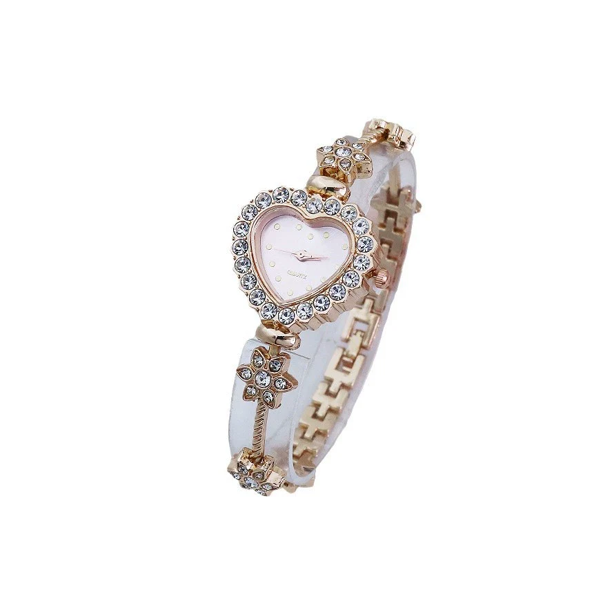 Women's Alloy Heart Shape Fashionable Diamondencrusted Bracelet Watch - Image 5