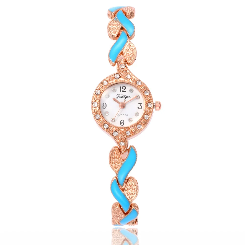 Women's Alloy Leaf Pendant Bracelet Quartz Watch Jewelry Set With Round Dial And Stainless Steel Buckle - Image 5