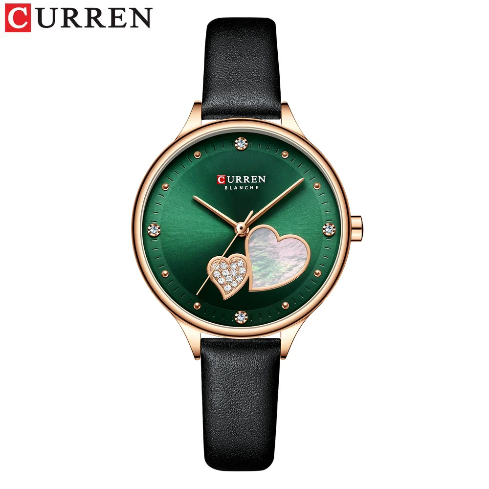 Women's Alloy Leather Casual Round Waterproof Quartz Watch With Pin Buckle And Onion Crown