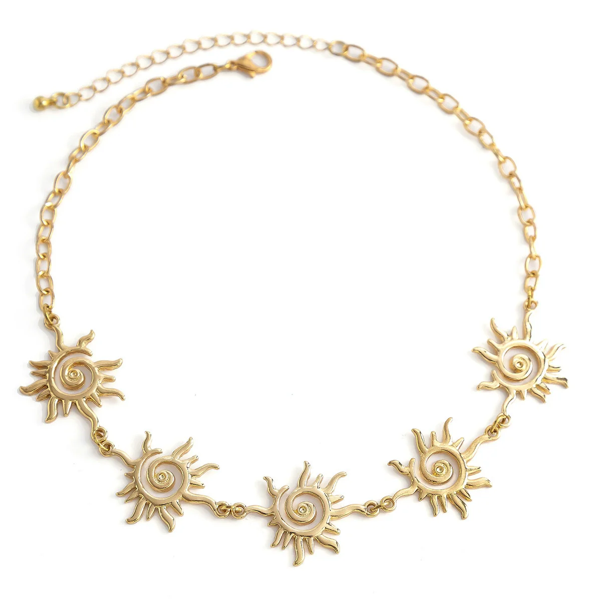 Women's Alloy Ochain Geometric Sunflower Metal Totem Electroplated Necklace Jewelry - Image 4