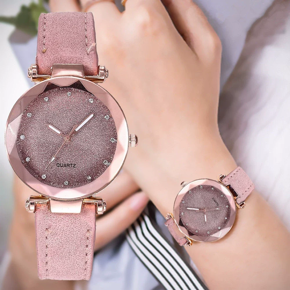 Women's Alloy Pu Belt Round Dial Starry Sky Leisure Fashion Casual Watch