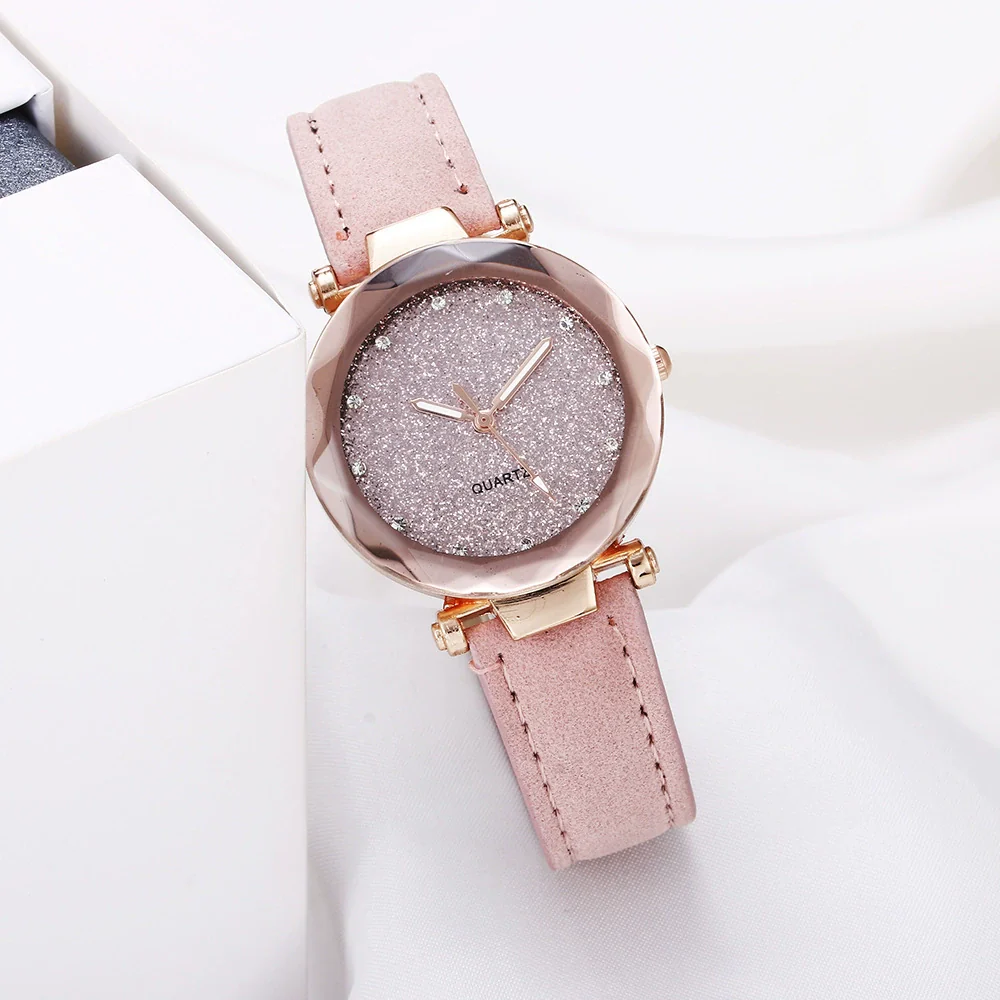 Women's Alloy Pu Belt Round Dial Starry Sky Leisure Fashion Casual Watch - Image 2