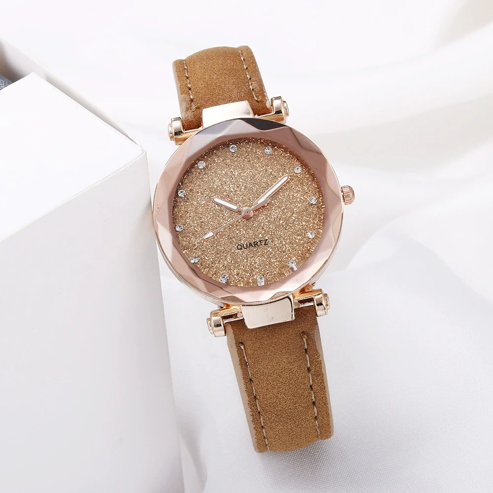 Women's Alloy Pu Belt Round Dial Starry Sky Leisure Fashion Casual Watch - Image 3