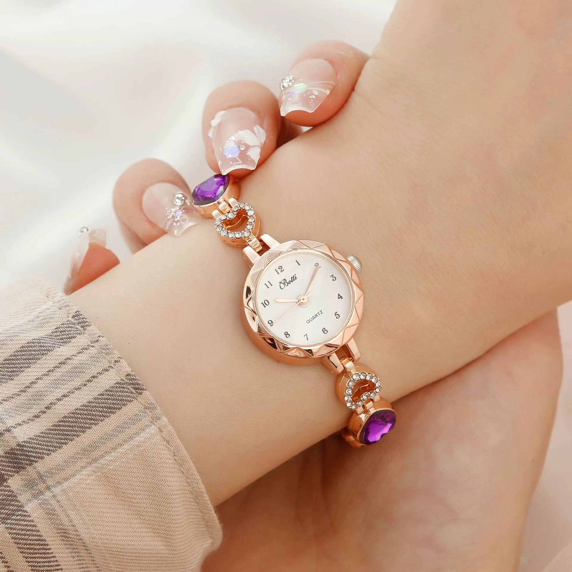 Women's Alloy Quartz Bracelet Watch With Round Dial And Luxury 3Piece Jewelry Watch Combination Suit - Image 11