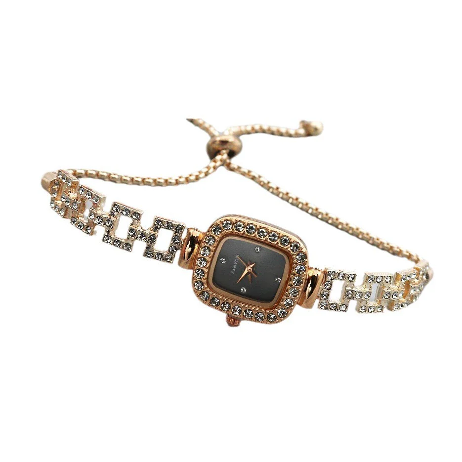 Women's Alloy Quartz Square And Round Bracelet Watch With Diamondencrusted And Fashionable Style - Image 5