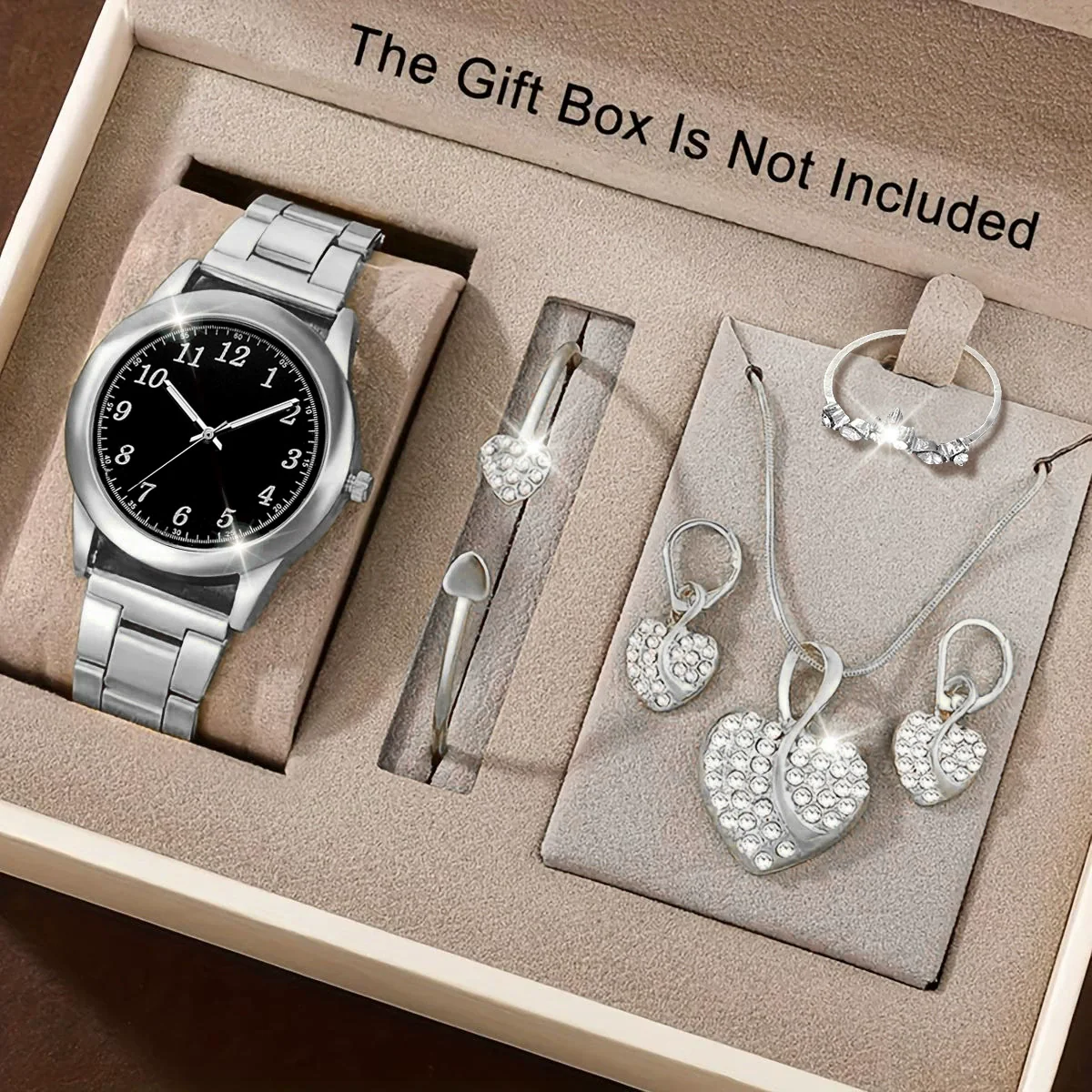 Women's Alloy Quartz Watch And Jewelry Set With Heartshaped And Round Design Casual Style - Image 6